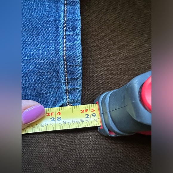 WHBM Blue Slim Straight Mid Waist Jeans Beaded Embroidered Floral Print Sz 8P - Picture 10 of 12